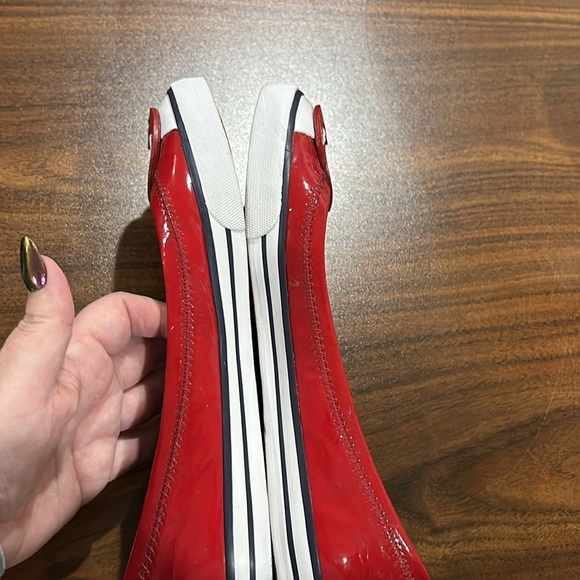 Tory Burch Cherry Red Channing Reva Patent Leather Sneaker Flats - Picture 7 of 12